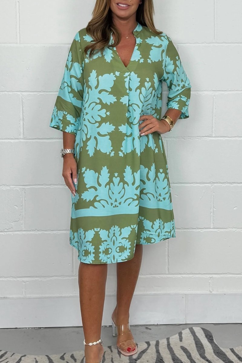 Dames Lange Jurk Elegante V-hals met Lange Mouwen - Elsje-1