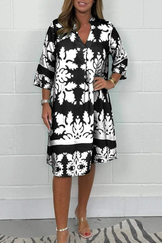 Dames Lange Jurk Elegante V-hals met Lange Mouwen - Elsje-4