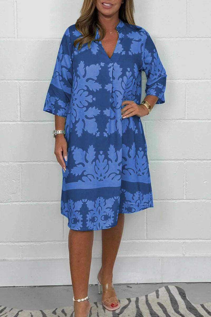 Dames Lange Jurk Elegante V-hals met Lange Mouwen - Elsje-3