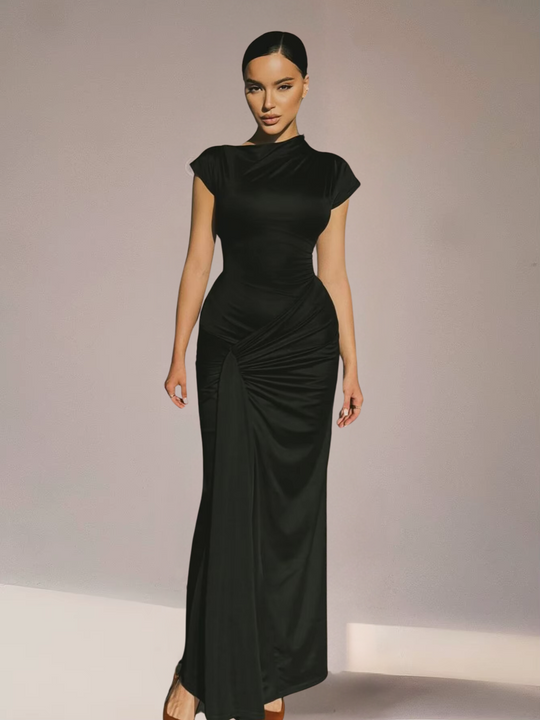 Variant image for Dames Zwarte Lange Jurk Elegante Lace-Up Details - Celina-4