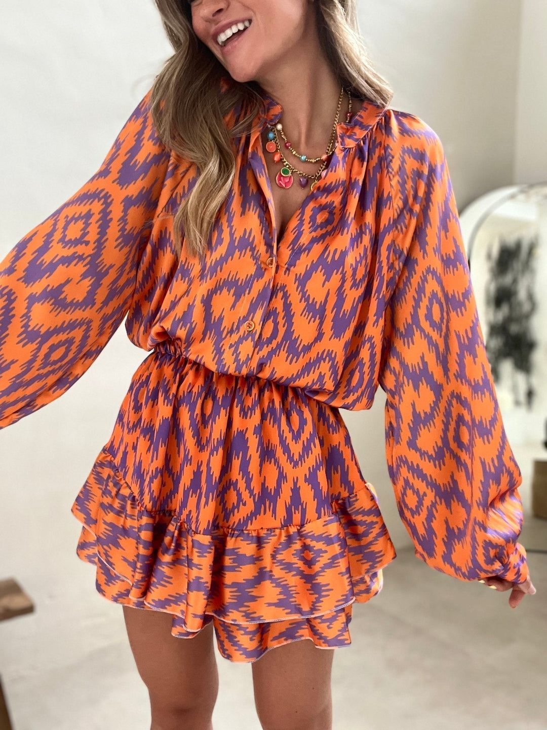 Dames Mini Jurk Stijlvol Satijneffect Zomer Kleding - Mia-4