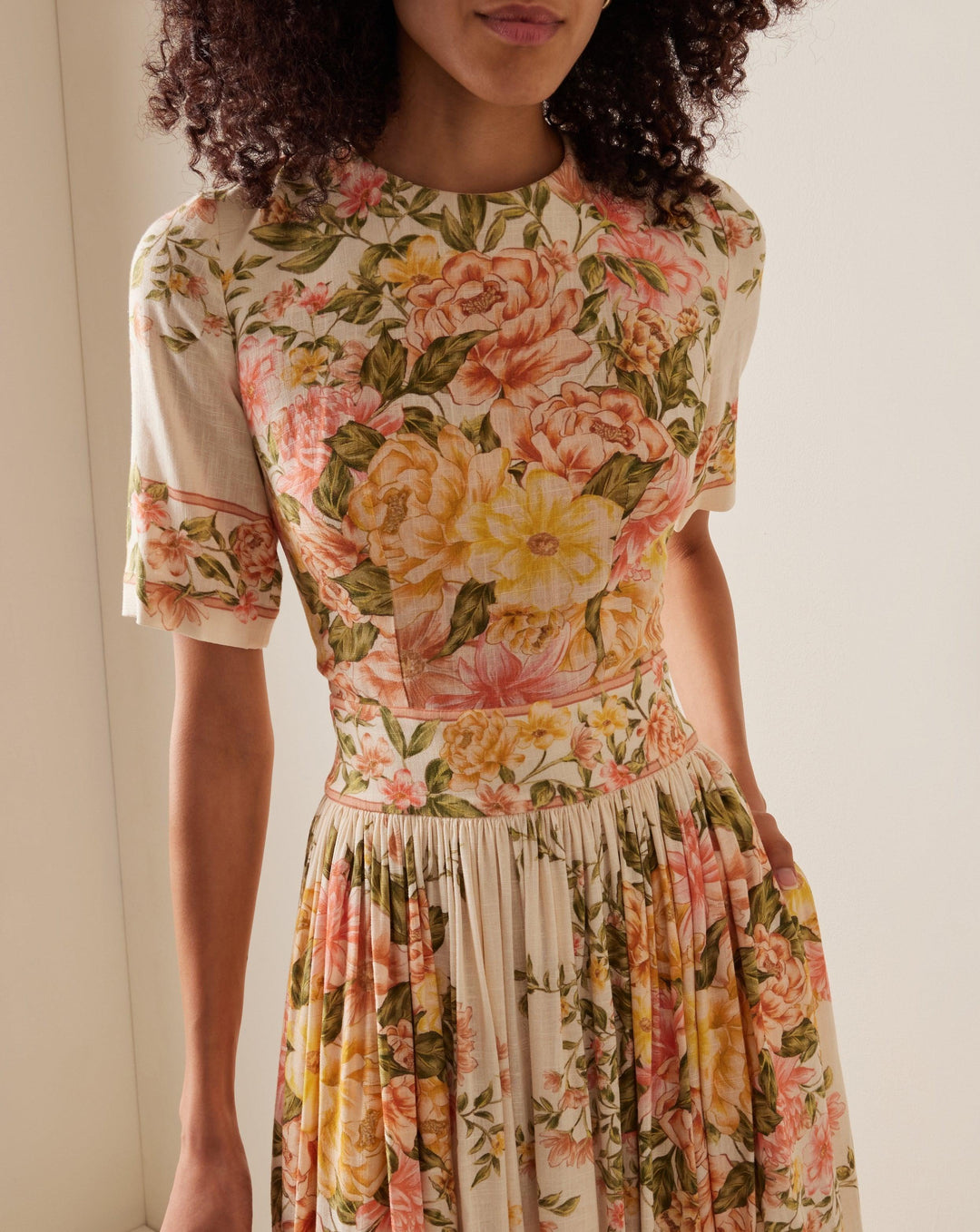 Vrouwen Midi Jurk Elegante Bloemenprint Ademend Materiaal - Alessia-3