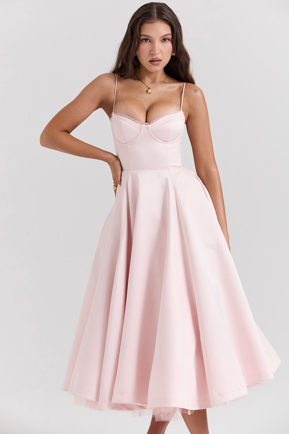 Dames Galajurk Elegant Satijnen Sweetheart Halslijn met Tule - Seraphine-1