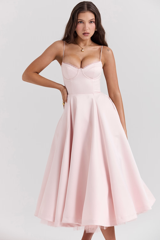 Variant image for Dames Galajurk Elegant Satijnen Sweetheart Halslijn met Tule - Seraphine-1