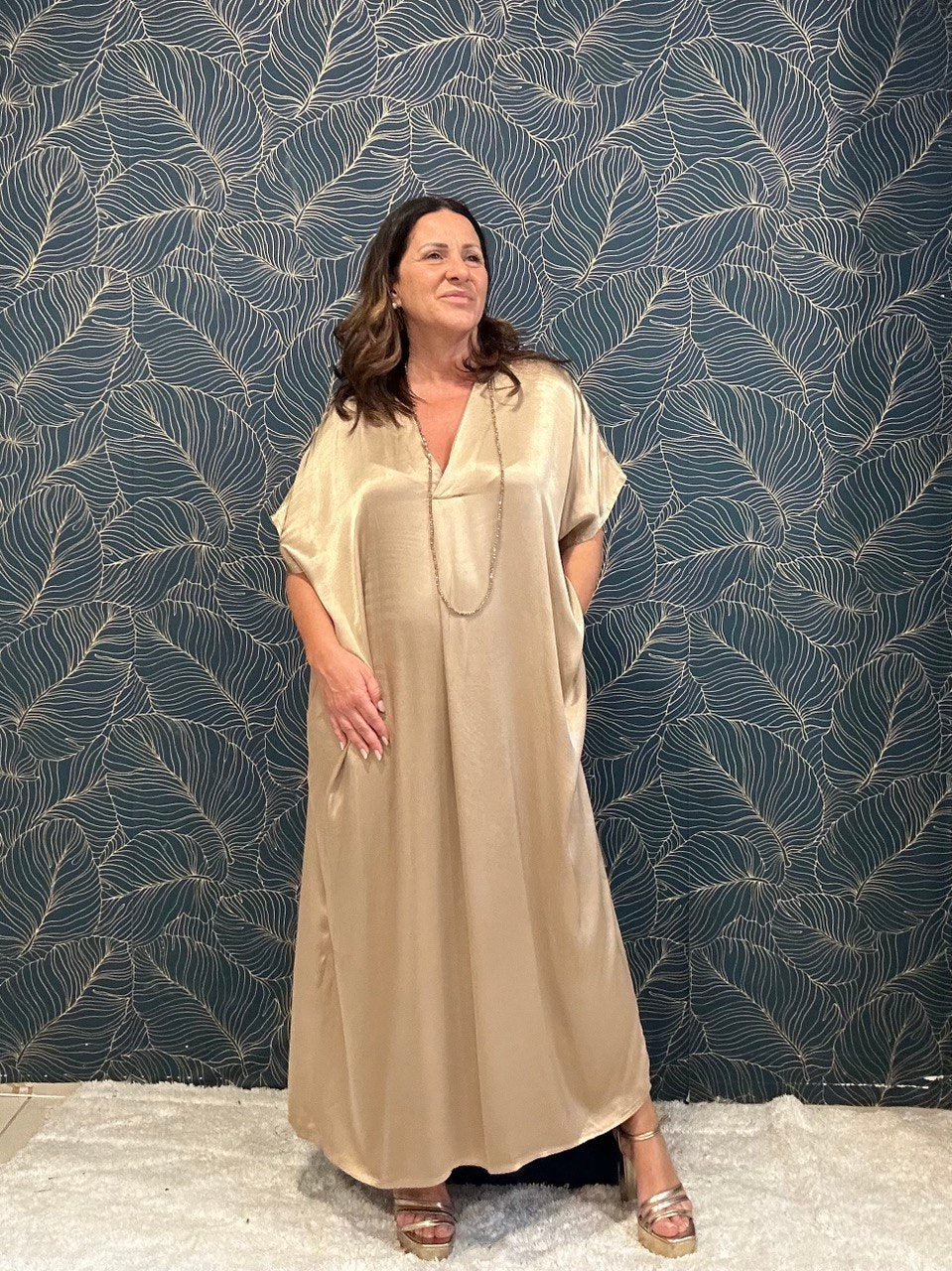 Variant image for Dames Lange Jurk Korte Mouwen Elegante Stijl - Manica-5