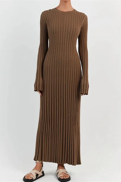Variant image for Dames Midi-Jurk V-hals Gebreid Stijlvol en Comfortabel - Luna-22
