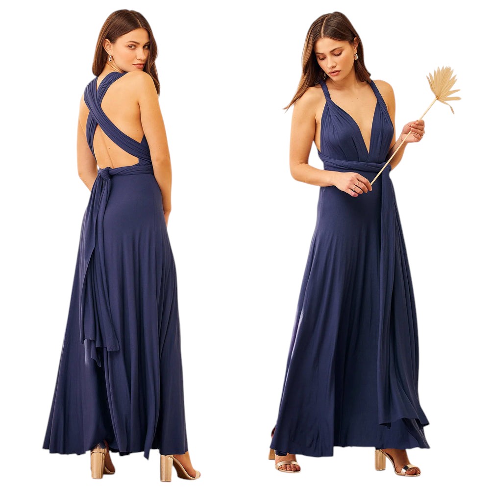 Variant image for Dames Zwarte Maxi Jurk Elegante V-hals Luxe Stof - Sophie-25