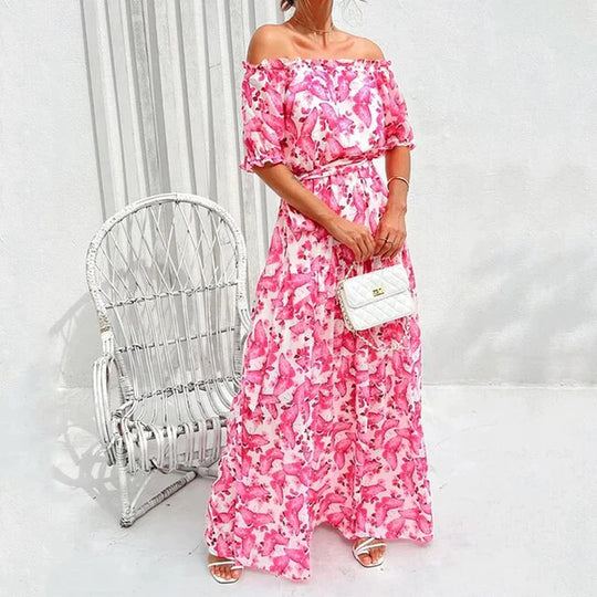 Variant image for Dames Off-Shoulder Zomerjurk Elegante Pasvorm - Rosa-5