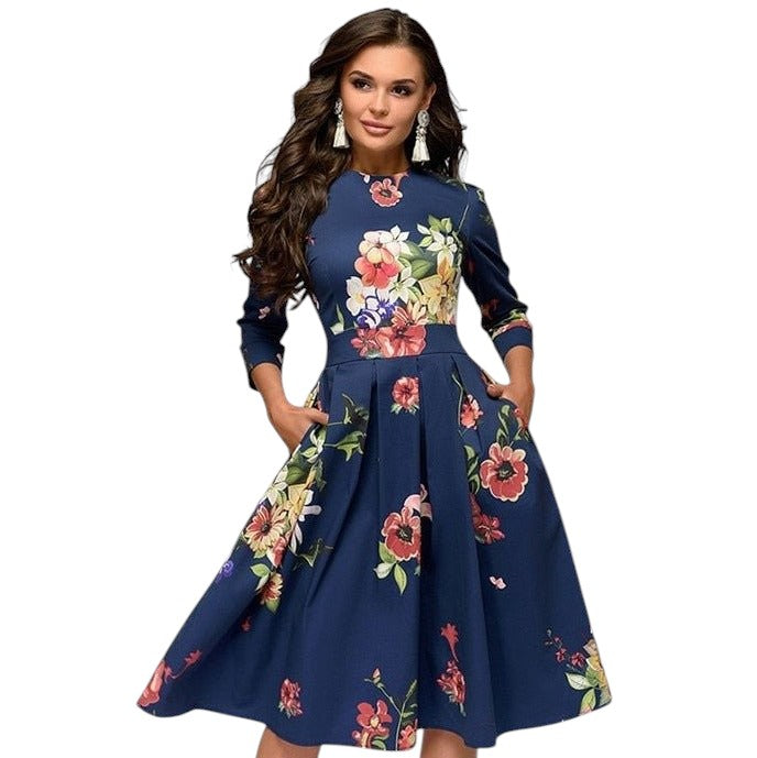 Variant image for Dames Midi Jurk Bloemenprint Elegante Ronde Hals - Sophie-7