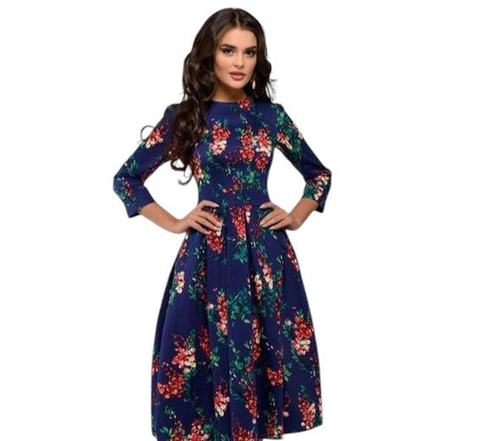 Variant image for Dames Midi Jurk Bloemenprint Elegante Ronde Hals - Sophie-31