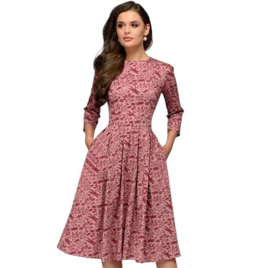 Variant image for Dames Midi Jurk Bloemenprint Elegante Ronde Hals - Sophie-13