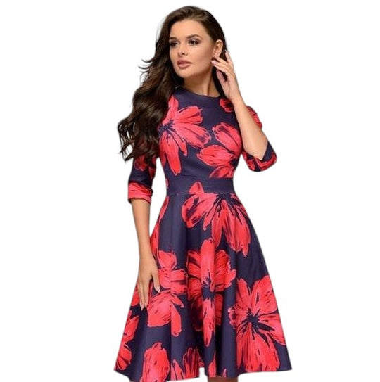 Variant image for Dames Midi Jurk Bloemenprint Elegante Ronde Hals - Sophie-25