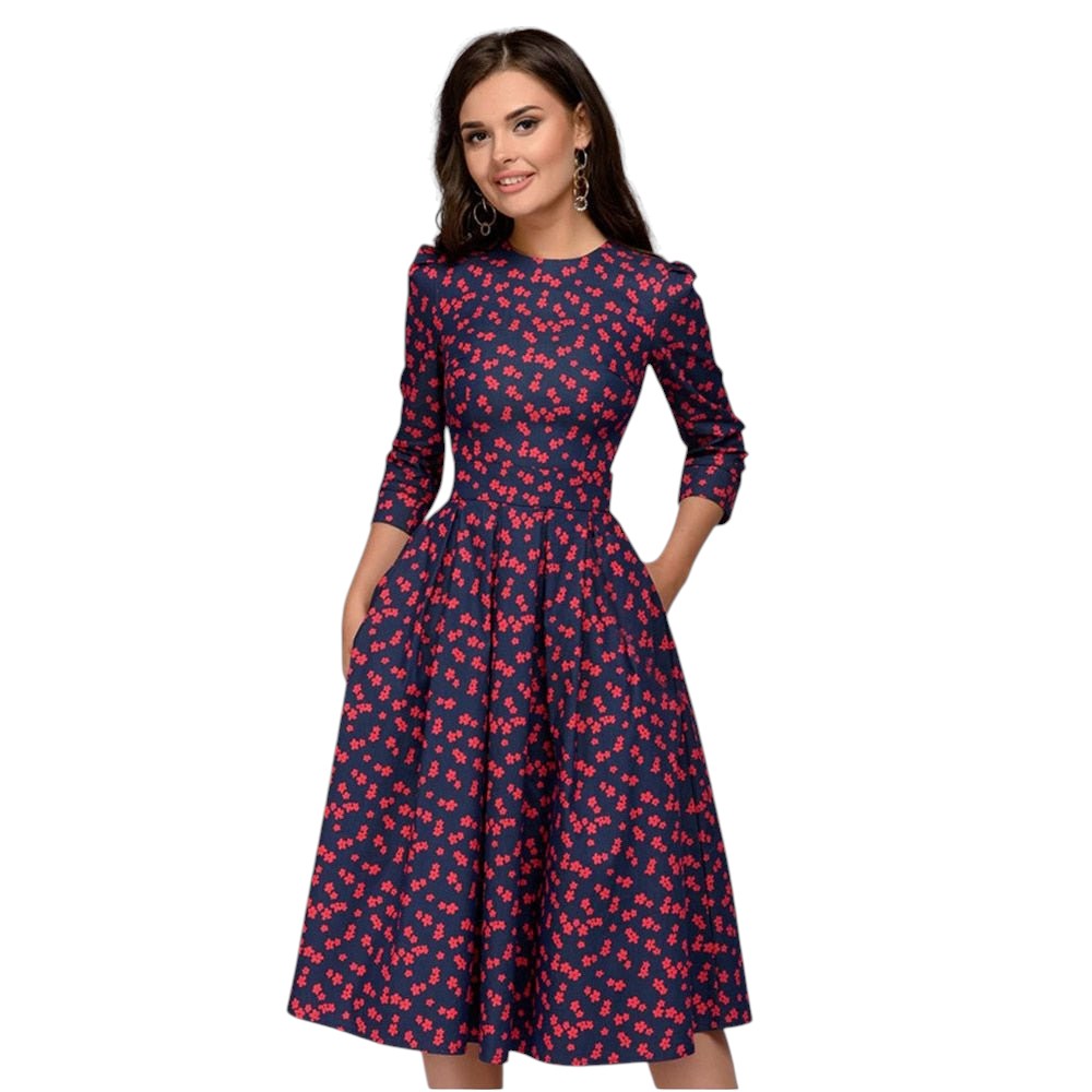 Variant image for Dames Midi Jurk Bloemenprint Elegante Ronde Hals - Sophie-19