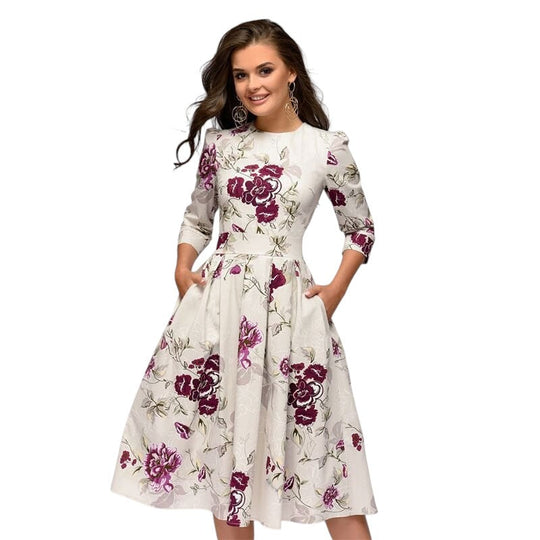 Variant image for Dames Midi Jurk Bloemenprint Elegante Ronde Hals - Sophie-2
