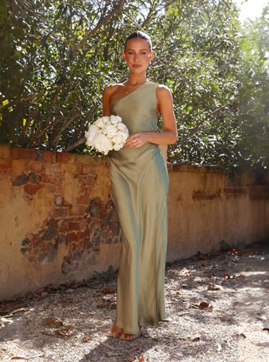 Dames Maxi Jurk Asymmetrische Split Luxe Zwart - Delphine-4