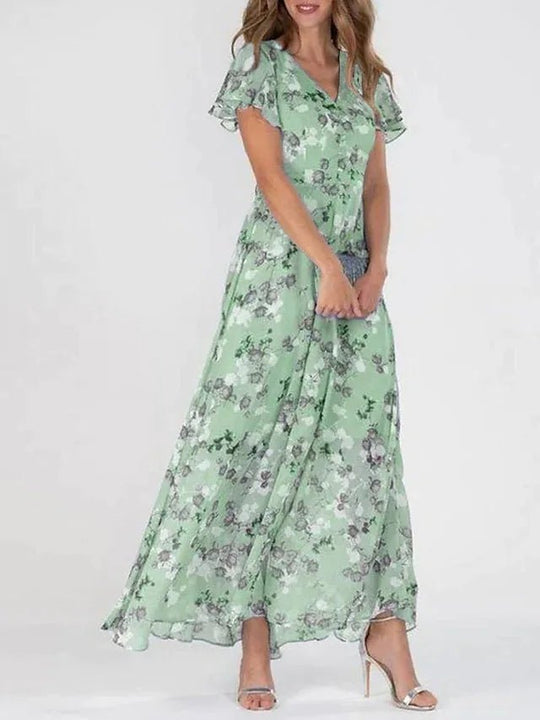 Variant image for Dames Maxi Jurk Bloemenprint Elegante Vlindermouwen - Selma-7