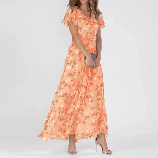 Variant image for Dames Maxi Jurk Bloemenprint Elegante Vlindermouwen - Selma-19