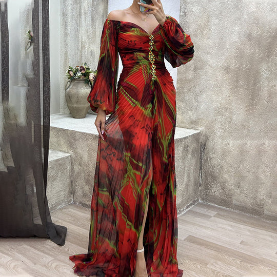 Variant image for Dames Strapless Geplooide Jurk met Split - Elegante Cocktailjurk-4