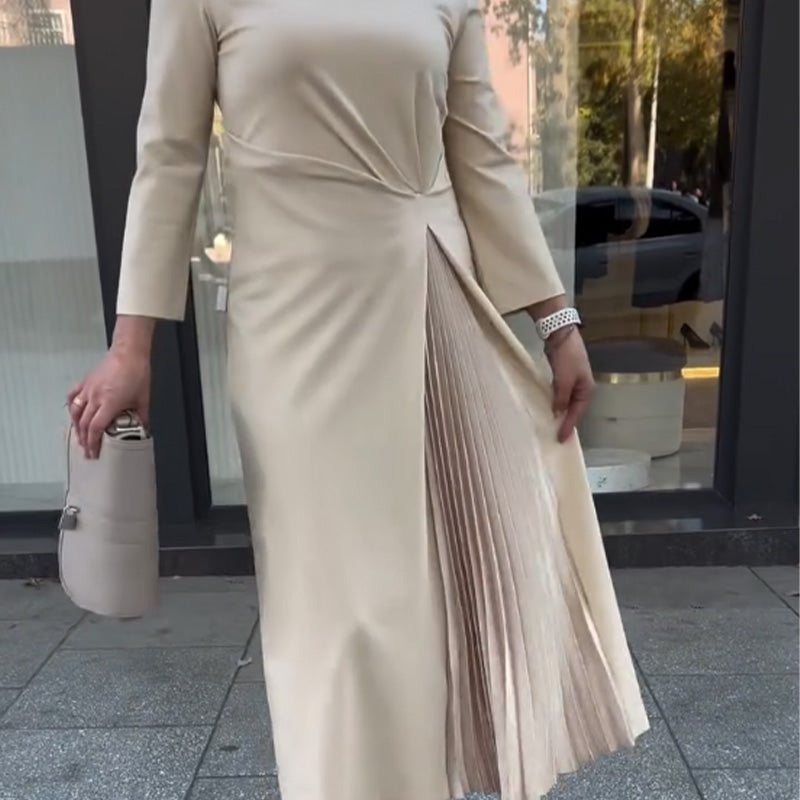 Dames Maxi Jurk Elegante Split en Geplooide Details - Irene-5