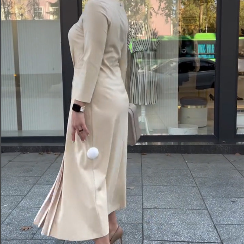 Dames Maxi Jurk Elegante Split en Geplooide Details - Irene-6