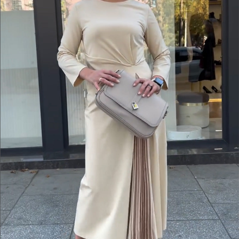 Dames Maxi Jurk Elegante Split en Geplooide Details - Irene-2