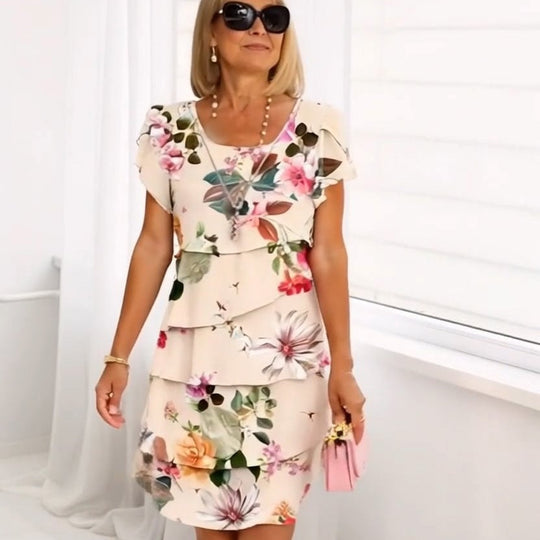 Dames Floral Jurk Elegante Bloemenprint Luchtige Katoenmix - Juliette-3