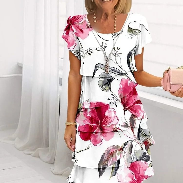 Dames Floral Jurk Elegante Bloemenprint Luchtige Katoenmix - Juliette-5