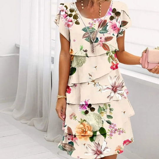 Dames Floral Jurk Elegante Bloemenprint Luchtige Katoenmix - Juliette-1