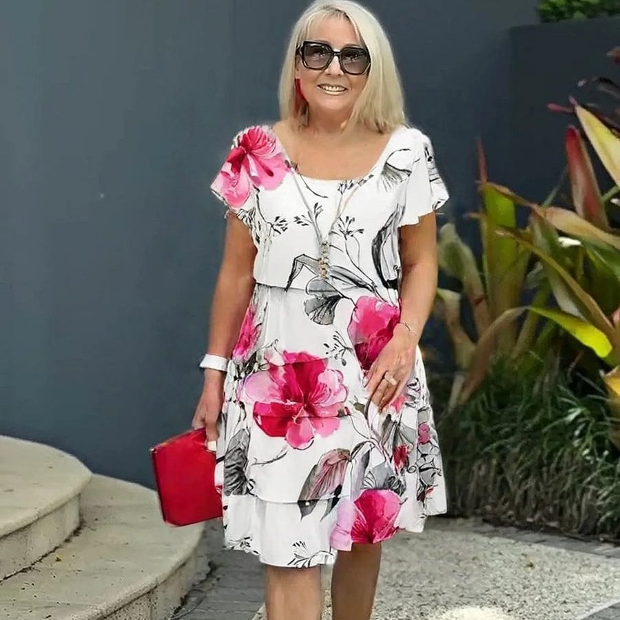 Dames Floral Jurk Elegante Bloemenprint Luchtige Katoenmix - Juliette-6