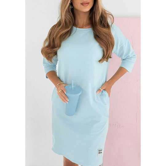 Dames Lange Jurk Met Ronde Hals En 3/4-Mouwen - Stijlvolle Zomer Kleding-4