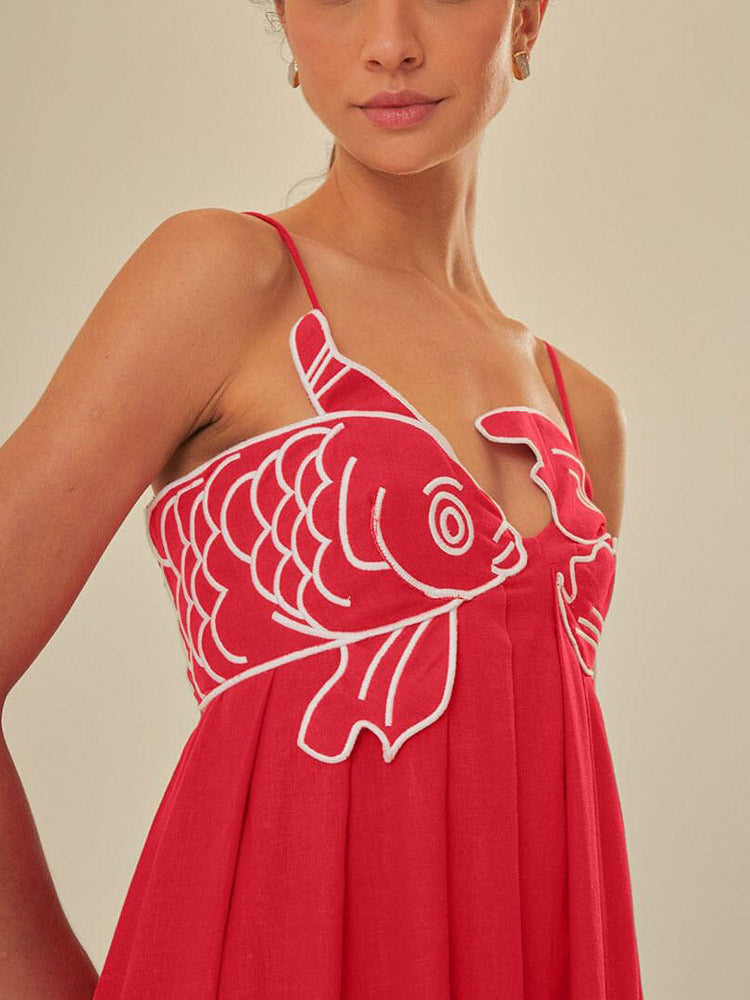 Dames Maxi Jurk Zomer A-Lijn met Uniek Wit Borduursel - Emma-6