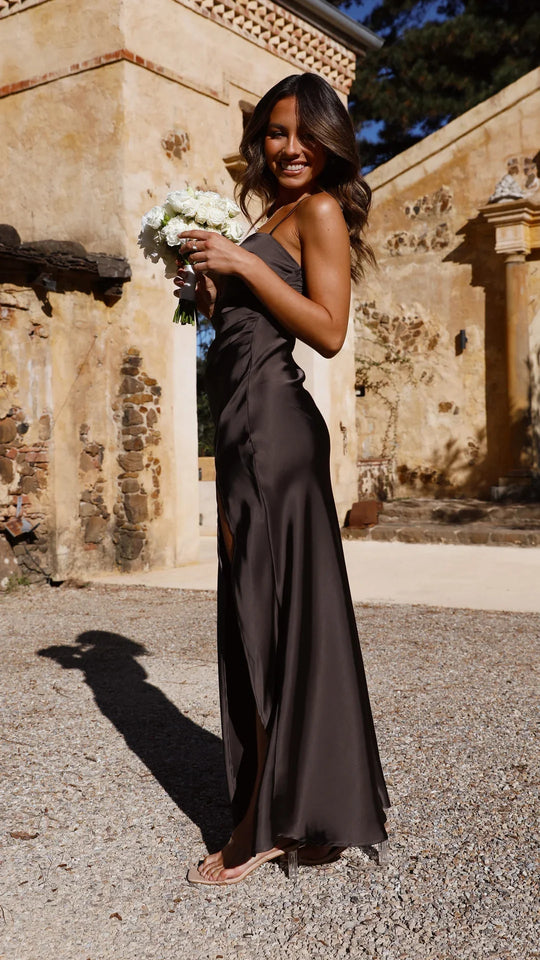 Variant image for Dames Maxi Jurk Elegante Vierkante Halslijn met Zijsplit - Juli-3